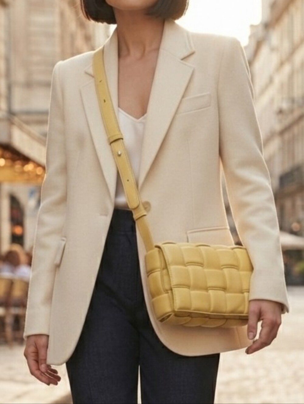 BRAND NEW NEVER WORN Woven Crossbody Shoulder Handbag Bag Yellow